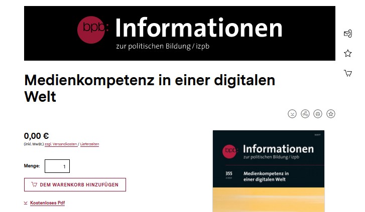 Frisch erschienen: „Informationen zur politischen Bildung/izpb“ Nr. 355 „Medienkompetenz in einer digitalen Welt“