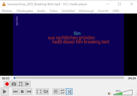 Screenshot VLC-Player, Schnitt