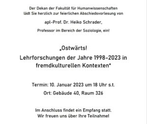 Einladung Abschiedsvorlesung Prof. Dr. Heiko Schrader