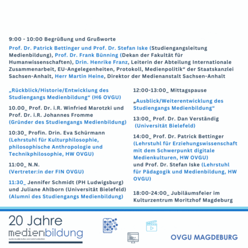 Update: "20 Jahre Medienbildung: Tagung und Jubiläumsfeier" (12.07.24)