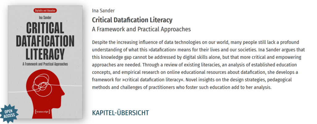 Neuerscheinung: "Critical Datafication Literacy" (Ina Sander)